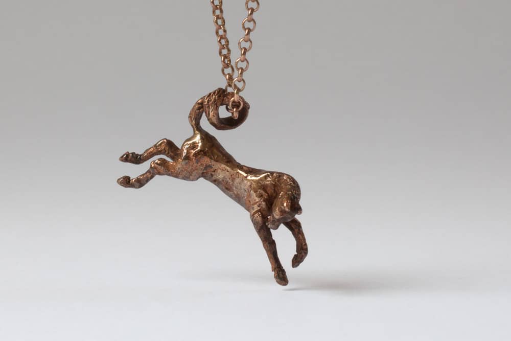 tarnished bronze bucking horse . Liplivivé, sculptural jewellery, pieces of art made to wear and love over a lifetime