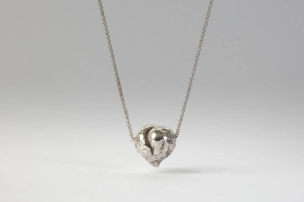 silver heart . Liplivivé, sculptural jewellery, pieces of art made to wear and love over a lifetime