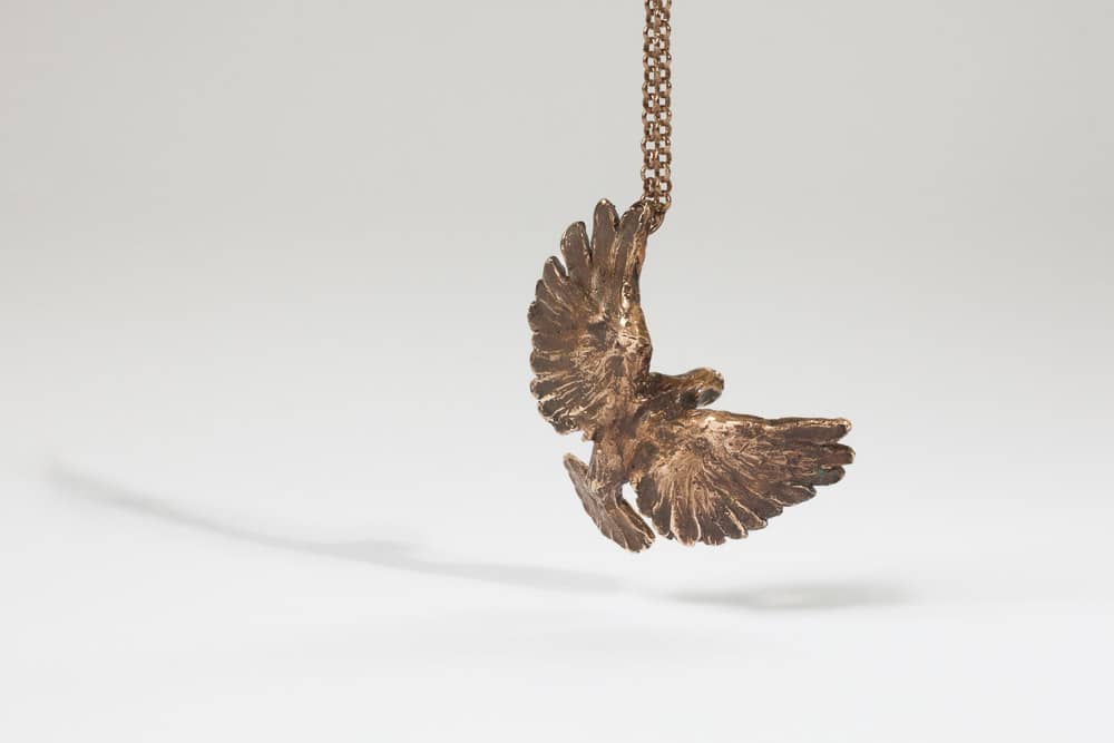 tarnished bronze bird . Liplivivé, sculptural jewellery, pieces of art made to wear and love over a lifetime