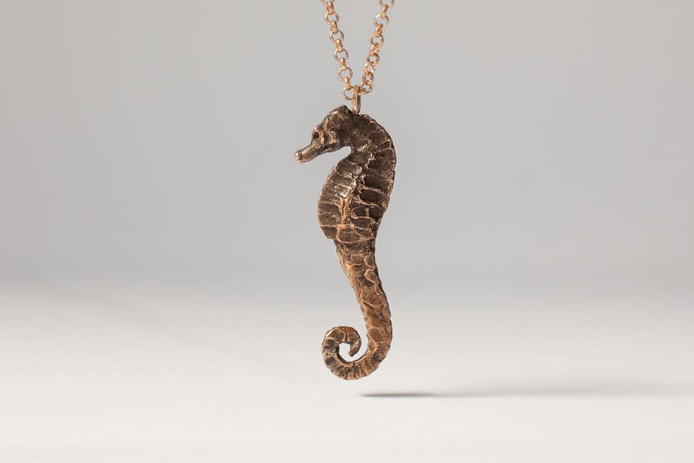tarnished seahorse . Liplivivé, sculptural jewellery, pieces of art made to wear and love over a lifetime
