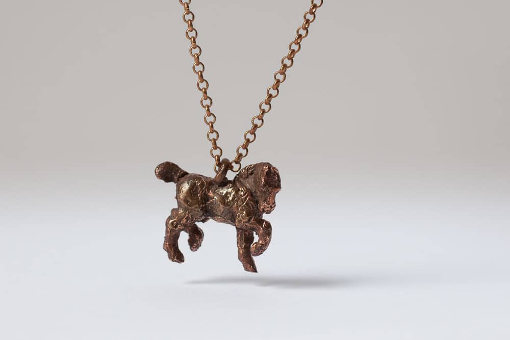 tarnished bronze horse . Liplivivé, sculptural jewellery, pieces of art made to wear and love over a lifetime