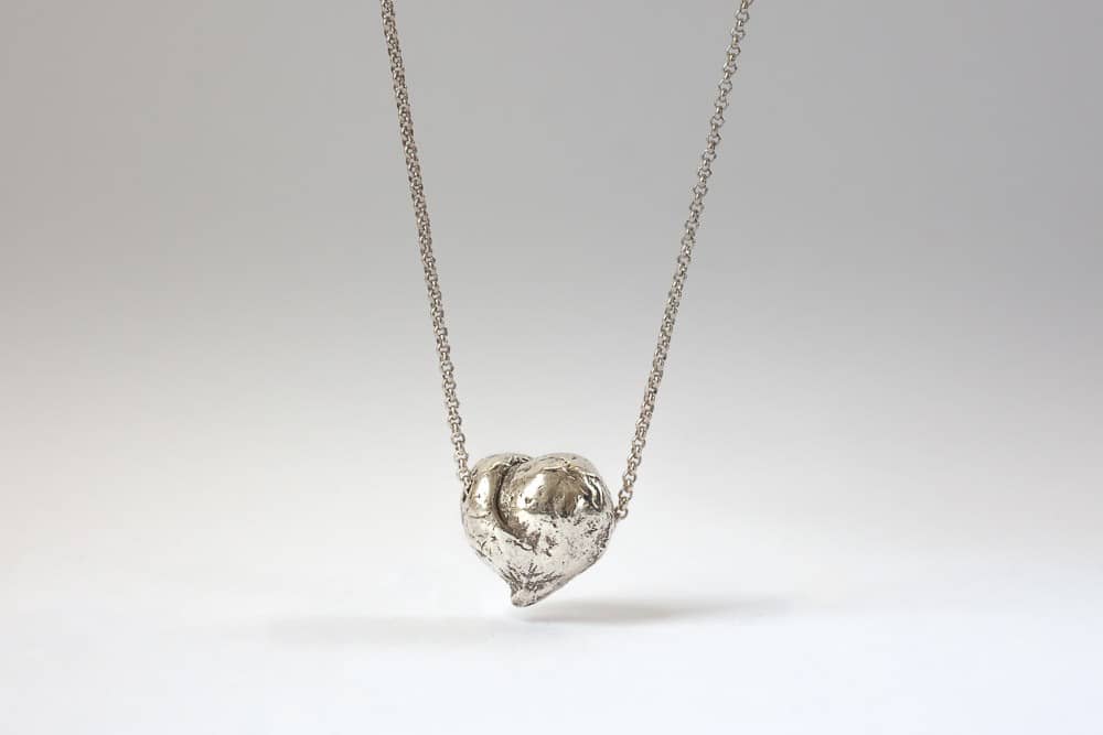 silver heart . Liplivivé, sculptural jewellery, pieces of art made to wear and love over a lifetime