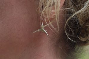 hummingbird earring in sterling silver